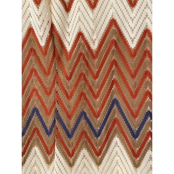 NWT Sharagano Chevron Knit Dress Women Size 14 Cap Sleeve Boho Festival Hippie - Picture 3 of 9